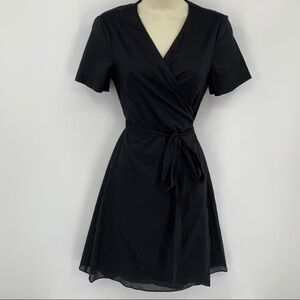DVF Diane von Furstenberg Saville black wrap cotton dress mini New X-small 0 2